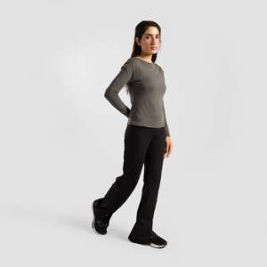 ASymmetric Dull Grey Yoga <b>Top</b> Breathable Modal Spandex Plus Size Fitness Sportswear Simple Fashion Design with Front Logo Print - Product Image 4