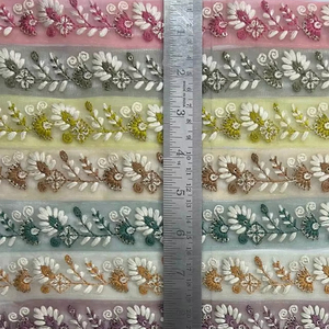 ความหรูหราแบบดั้งเดิม9 mtr. ตาข่ายลูกไม้ลายผีเสื้อปักหลากสีลายดอกไม้3D เรียงตามลำดับตัวเลือกโรแมนติกแบบเรียบง่าย - Product Image 2