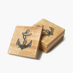 Juego de 4 posavasos cuadrados de madera con soporte de hierro para mesa de comedor Posavasos de barra de madera para mesa de centro Cocina - Product Image 3