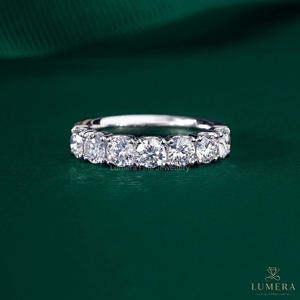 Anillo de Eternidad de Diamantes Creados en Laboratorio de Corte Redondo de Lujo de 1.27CT, Anillo de Boda Apilable con Puntas Compartidas para Mujer, Joyería Fina Elegante - Product Image 1