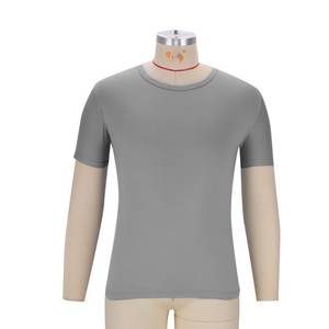 เสื้อยืดแขนสั้นคอกลมผ้าคอตตอนแท้ทรงหลวมสีพื้นสีขาวเสื้อยืดผู้ชายและผู้หญิงสีทึบ - Product Image 3