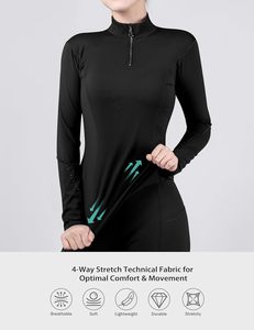 เสื้อแขนยาวสำหรับขี่ม้าผ้า1/4สำหรับผู้หญิงแห้งเร็วดูดซับเหงื่อขี่ม้า - Product Image 3