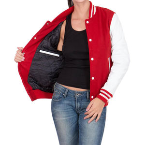 Top Trending Custom Logo 100% Algodón Fleece Cropped Mujeres Varsity Chaquetas 2025 Ladies University Chaquetas - Product Image 3