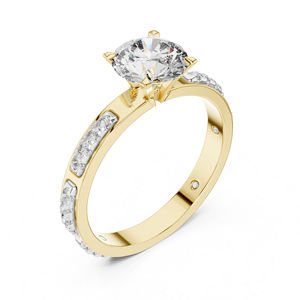 Bague solitaire en or rose 14 carats avec diamant de laboratoire rond |   Bague de mariage |   Nouveau diamant cultivé - Product Image 4