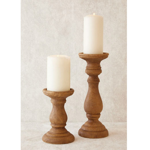 Exclusive Modern Design Top Selling Home Decor Handcrafted Mango Wood Pillars Candlestick Holder Luxury Ivory Colour <b>Glass</b> Metal - Product Image 3