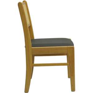 Chaises de salle à manger style farmhouse avec dossier en rotin tressé et assise rembourrée (lot de 2) - Options bois naturel et bois foncé - Product Image 3
