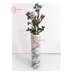 Florero de mármol blanco de estilo moderno personalizado, jarrón de piedra natural tallada a mano para decoración interior del hogar de proveedor de confianza, jarrones Baswada - Product Image 2