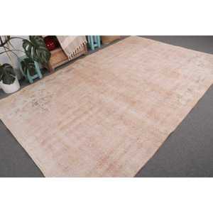 Vintage Large Rug 6.6x9.9 ft, <b>Brown</b> Camouflage Turkish <b>Wool</b> Rug - Product Image 4