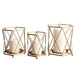 Decorative Tea Light Holders <b>Set</b> of 3 Metal <b>Candle</b> Holders Geometric Designs Wedding Glass Holder Luxury Tea Light Gold Plated - Product Image 2