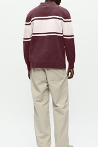 Pull à manches longues surdimensionné classique et intelligent pour hommes avec rayures blanches 100% coton doux avec logo personnalisé - Product Image 2