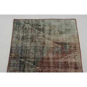 Turkish Rug, 2.3x6.9 ft Vintage Rug, <b>Brown</b> Green Moroccan <b>Wool</b> Rug - Product Image 5