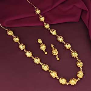 Indian Ethnic Jewelry Supplier Big Metal <b>Beaded</b> Chain Tassel Gold Plated Wedding Bridal Necklace Earrings Jewelry for Women - Product Image 3