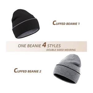 หมวกบีนนี่สำหรับผู้ชายหมวกผ้าถักแจ็คการ์ดสำหรับฤดูหนาวโลโก้ตามสั่ง - Product Image 2