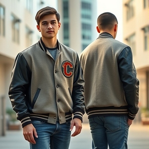 Blouson universitaire avec logo personnalisé Blouson vierge en laine mélangée manches en faux cuir Blouson de baseball Letterman Vente en gros - Product Image 2