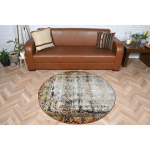 Alfombra vintage de 4.2x4.2 pies, alfombra azul con lunares de lana - Product Image 2