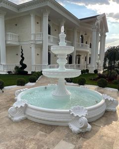 Las mejores fuentes de mármol blanco talladas a mano disponibles, amplia gama de tamaños para uso exterior, mezcla perfecta tradicional moderna - Product Image 1