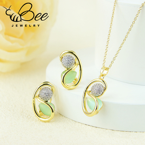 Hot Luxury Bright Zirconia Jewelry <b>Set</b> Premium Design <b>Gold</b> Color Irregular Eye Natural Stone Necklace <b>Earring</b> <b>Set</b> for Women - Product Image 3