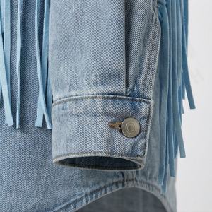 Custom Wholesale Ladies Clothing Factory Street Wear Women Curve <b>Button</b> Outwear Acid Wash Vintage Fashion Breathable Cotton Top - Product Image 6