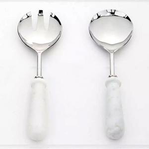 Juego de Cubiertos para Ensalada de Diseño Real de Lujo, en Latón Forjado con Diseño de Bambú, Plateado, para Decoración de Mesa - Product Image 4