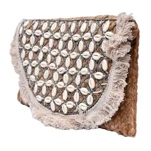 Handcrafted Luxury Stylish Jute Beaded Banjara Boho Clutch Fashionable Bag for Women Girls Gift Items Wholesale HB-002/57609