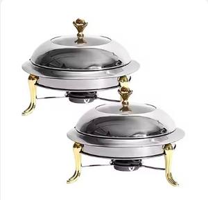 Pots chauds de chauffe-plats dorés de grande taille antiques Pots de buffet très faits Casserole raisonnable de qualité supérieure Arrivée chaude - Product Image 4