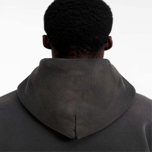 Sudadera con capucha lavada con ácido de lana de algodón de gran tamaño para hombre Sudadera con capucha personalizada lisa con hombros caídos con patrón estampado - Product Image 5