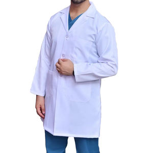 Blouse de laboratoire blanche de base pour usage hospitalier unisexe, en polyester/coton, tissu résistant, design simple et pratique - Product Image 1