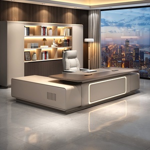 Bureau de direction ergonomique de luxe haut de gamme en forme de L avec rangement, multifonctionnel, écologique, durable et résistant à l'eau, pour villa, avec chaise - Product Image 6