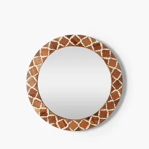 Personalizado hecho a mano bajo MOQ Vintage madera mosaico pared decorativo espejo redondo Fabricante Mayorista - Product Image 6
