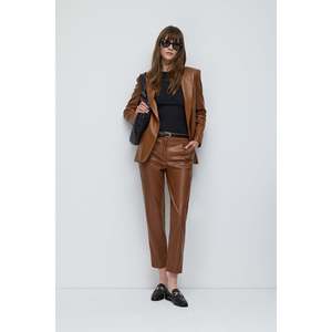 Leather-Look Wide-Leg Trousers with <b>Tie</b> Waist - Product Image 1