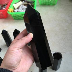 High Quality Large Black Obsidian Tower Natural Healing Quartz Love Stones Home Meditation Gemstone <b>Wand</b> Feng Home Decoration - Product Image 5