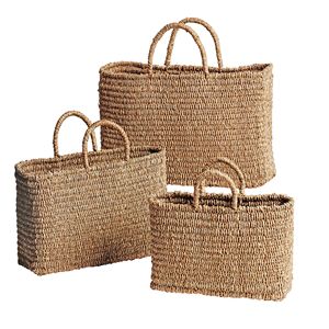 Vente en gros Meilleure vente 2023 paniers fourre-tout Bimini Seagrass Premium-Lot de 3 - Boho Chic Storage, artisanat naturel tissé à la main - Product Image 1