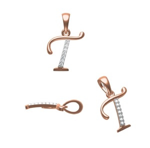 Collar con colgante de alfabeto en T de oro rosa de 14 quilates con estilo de alta venta, colgantes finos de diseñador único, dijes para mujer, regalo perfecto para - Product Image 4