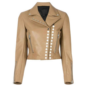 แจ็คเก็ตหนังแท้ผู้หญิงขายดี |   ดีไซน์สีพื้น |   โลโก้แบบกำหนดเองของ OEM |   เสื้อผ้ากันหนาวคุณภาพสูง - Product Image 5