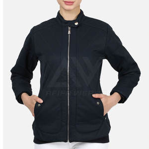 High Quality Women's Reversible <b>Quilted</b> Bomber <b>Jacket</b> Polyester/Cotton Stand Collar Solid <b>Pattern</b> Knitted Zipper Autumn - Product Image 1