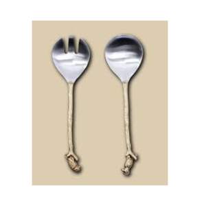 Ensemble de serveurs à salade de luxe en acier inoxydable avec poignée design – Ustensiles de service haut de gamme - Product Image 1