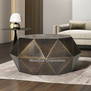 Table basse ronde géométrique moderne design antique en métal faite à la main grandes tables rondes de centre de bureau salon décor à la maison - Product Image 4