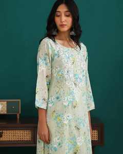 Meilleur prix Ensemble indien Kurti et palazzo de travail lourd Chikankari pour fête et tenue de fête du fournisseur en gros indien - Product Image 6