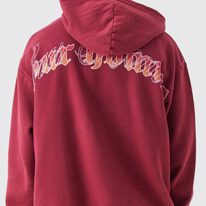 Nouveau design – Sweats à capuche zippés pour hommes en coton mélangé délavé à l'acide, en molleton bouclette français, avec patchs brodés et effet vieilli, en polaire gaufrée - Product Image 5