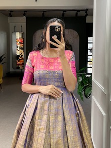 Nuevo azul Premium Silk Zari Weaving Formal Kanjivaram Dress Suit para mujer-Wedding Diwali Beach - Product Image 4