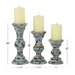 Encantadores candelabros de madera rústica de 2 piezas Base de madera de mango natural para decoraciones de mesa de Navidad y estilo antiguo para el hogar - Product Image 3