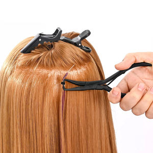 Jeu de pinces d'extension de cheveux en acier inoxydable allemand, poignée en métal enduit de couleur noire pour ensemble de coiffure de cheveux humains - Product Image 6