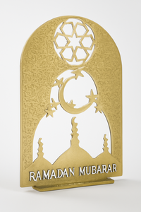 ไม้รอมฎอนมูบารักตกแต่งโต๊ะทำจากไม้จันทร์เสี้ยวของอิสลามสำหรับงานเฉลิมฉลองวันอีดและการแสดงไม้ล่าสุด - Product Image 3