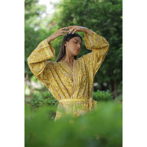 Robe longue en coton style bohème pour femme, imprimé floral, avec poches, tissu respirant et léger, taille unique, idéale pour la plage - Product Image 1
