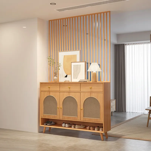 Nuevo Mueble Separador de Madera Maciza con Listones, Mueble de Entrada para Sala de Estar, Mueble de Entrada Moderno y Minimalista, Mueble para Zapatos de Pasillo - Product Image 1