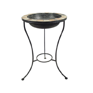 Baño de pájaros con acabado de mosaico de Metal antiguo con soporte de Metal hecho a mano aspecto moderno para jardín balcón decorativo uso al aire libre - Product Image 1