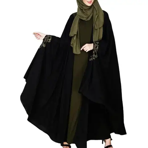 عباية المرأة المسلمة موضة النساء الجديدة من البوليستر ملابس عباية المسلمات من الكتان فساتين مغلقة وعباية مفتوحة
