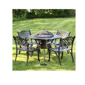 ชุดโต๊ะและเก้าอี้สี่ที่นั่งอลูมิเนียมหล่อสีน้ำตาลสำหรับตกแต่งสวนดีไซน์ทันสมัยในฤดูร้อน - Product Image 3