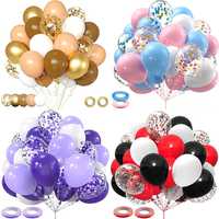 Ensemble de 30 ballons en latex mat jetables, ballons ronds à confettis, kit de décoration de fête pour anniversaire, mariage, baby shower, événement
