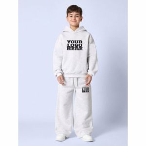 ชุดวอร์มโอเวอร์ไซส์สำหรับเด็กเสื้อผ้าทรงถุงสำหรับฤดูหนาวชุดสองชิ้นคอเสื้อแบบมีฮู้ดไซส์ใหญ่พิเศษ - Product Image 4